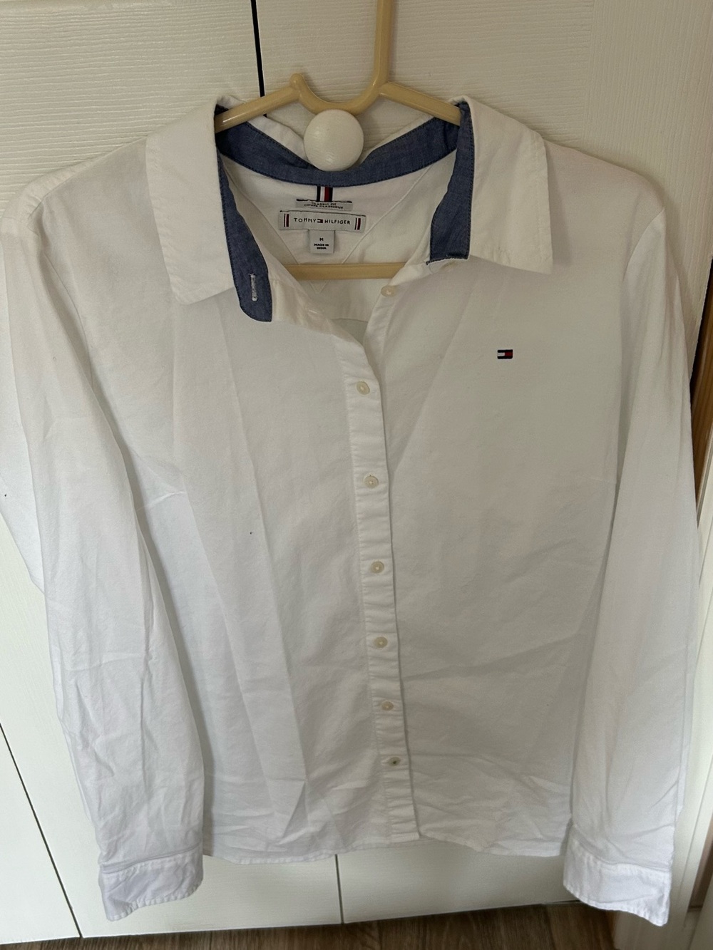 Tommy Hilfiger White Shirt with Blue Collar Trim